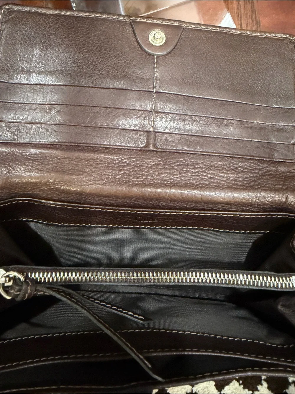 Authentic Chloe Paddington Long Wallet — Brown Leather — Lock Charm